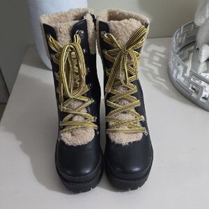 Steve Madden Black and Cream Winter Boots